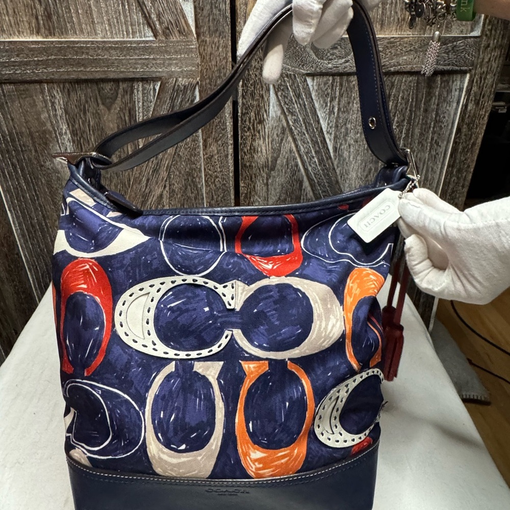 Coach Scribble Blue and Orange Shoulder Bag EUC